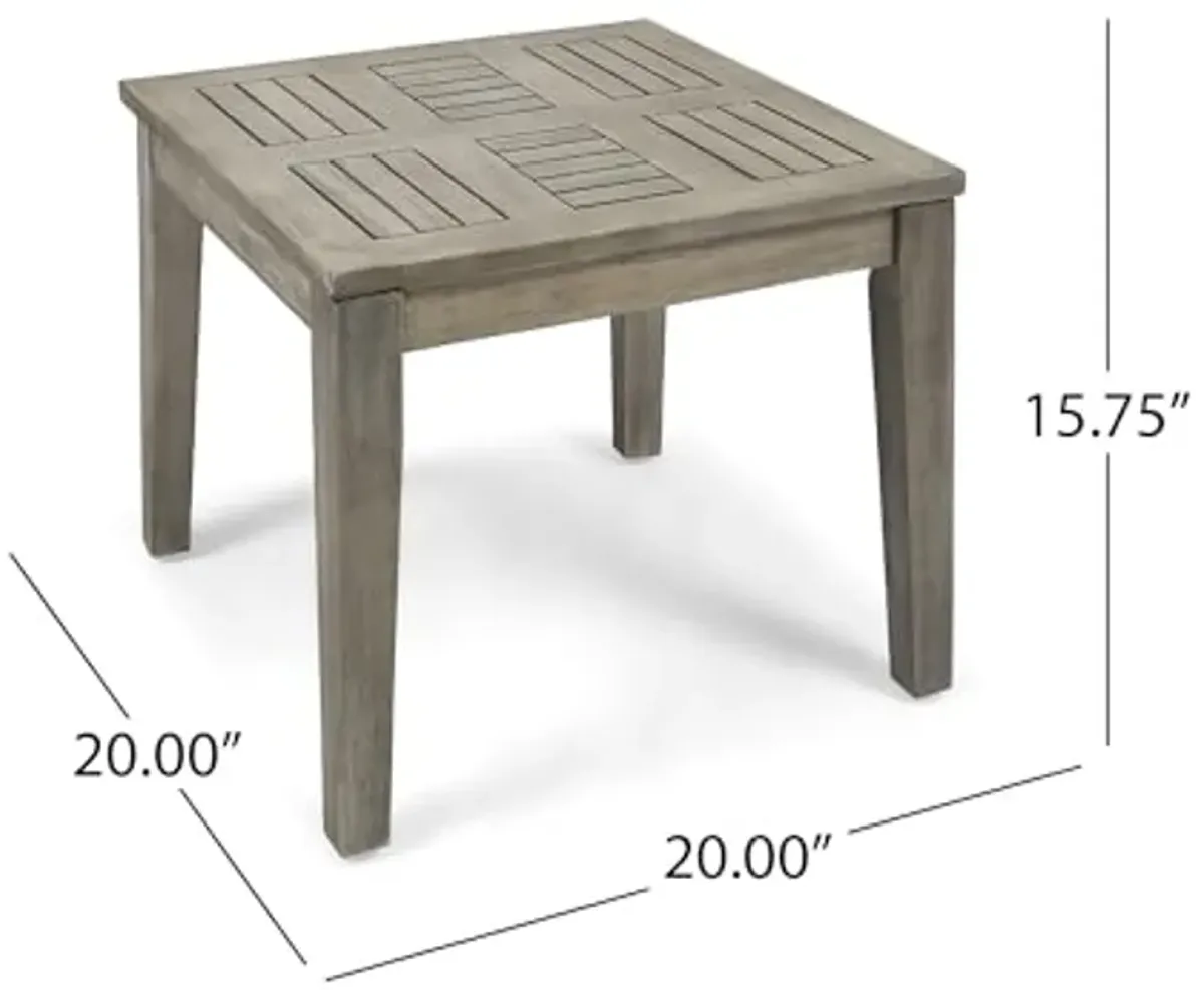 Christopher Knight Home Hampton Outdoor Acacia Wood Side Table, 20 "W x 20 "D x 15.75 "H, Weathered Gray