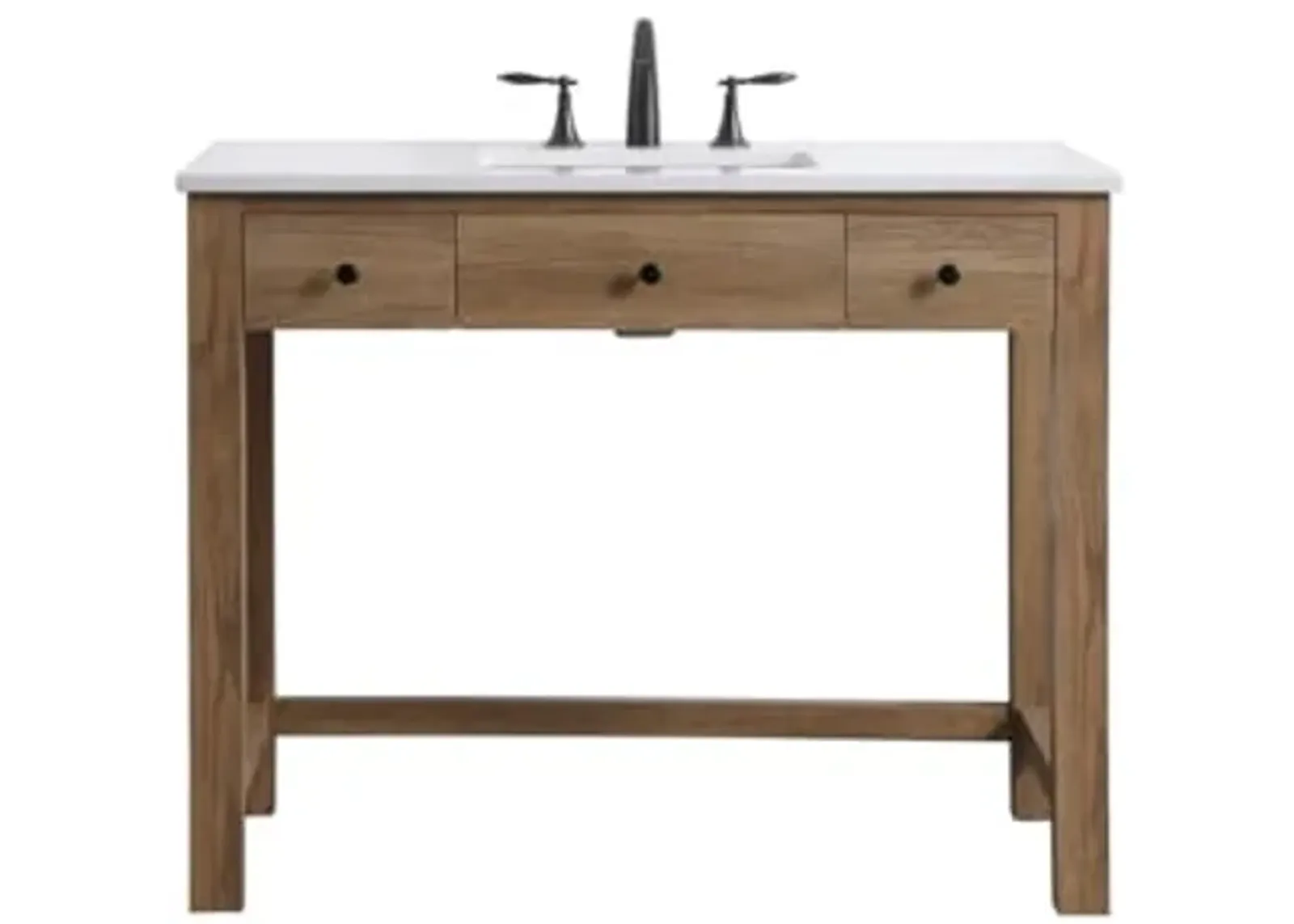 Elegant Lighting VF14842 Hudson 42" Free Standing Single Basin Vanity Set with Cabinet and Marble Vanity Top - Natural Oak