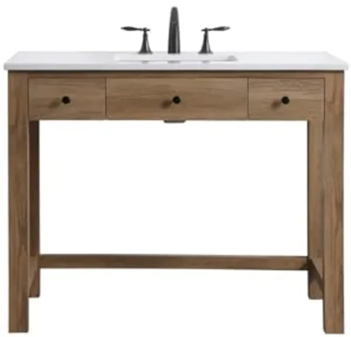 Elegant Lighting VF14842 Hudson 42" Free Standing Single Basin Vanity Set with Cabinet and Marble Vanity Top - Natural Oak