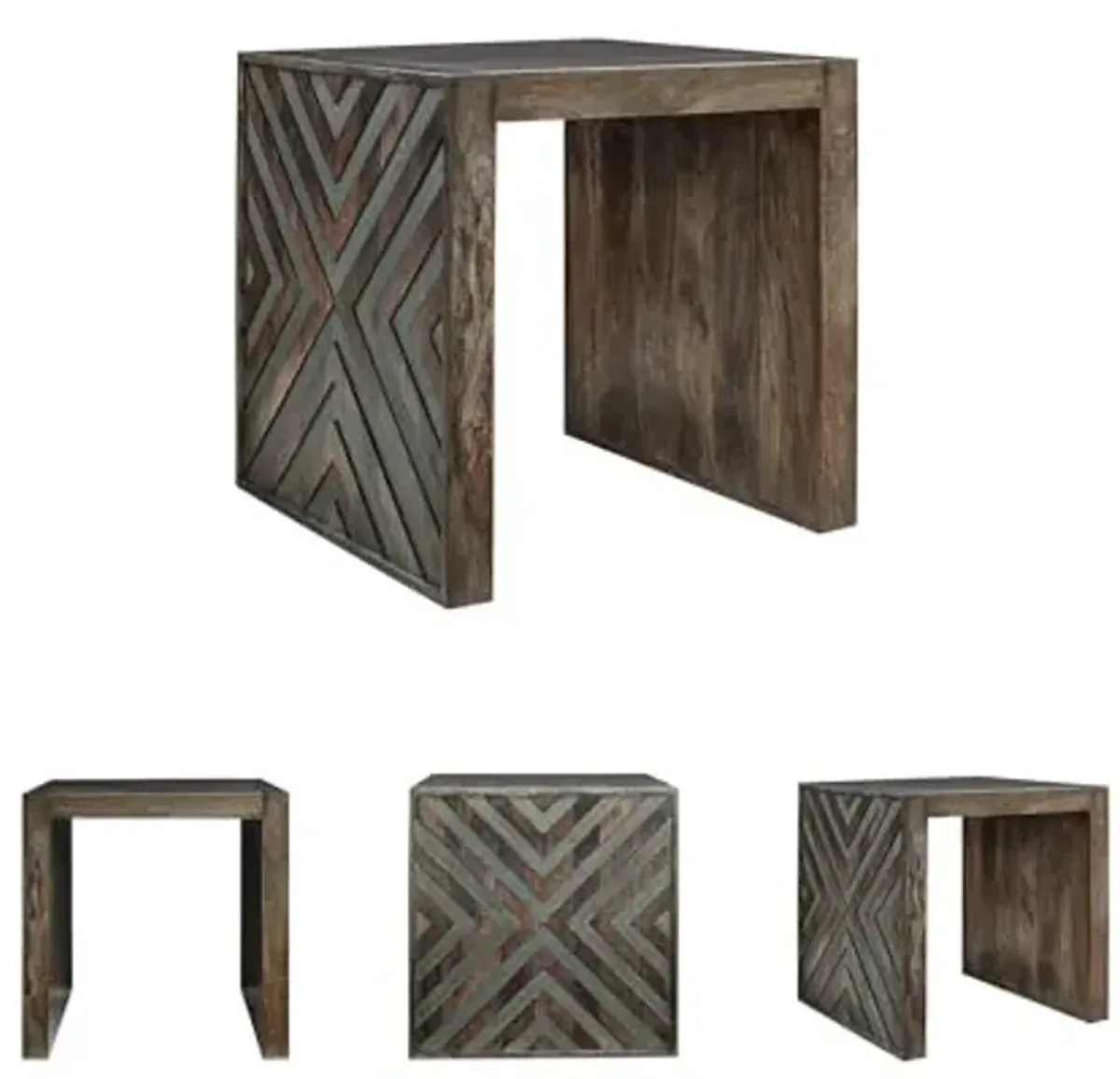 Signature Design by Ashley Dreggan Casual End Table with Diamond Pattern, Dark Brown