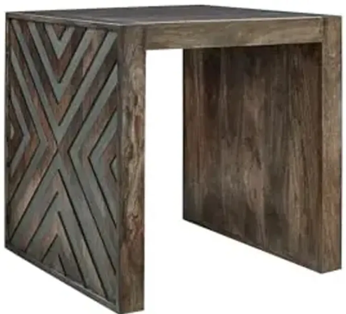 Signature Design by Ashley Dreggan Casual End Table with Diamond Pattern, Dark Brown