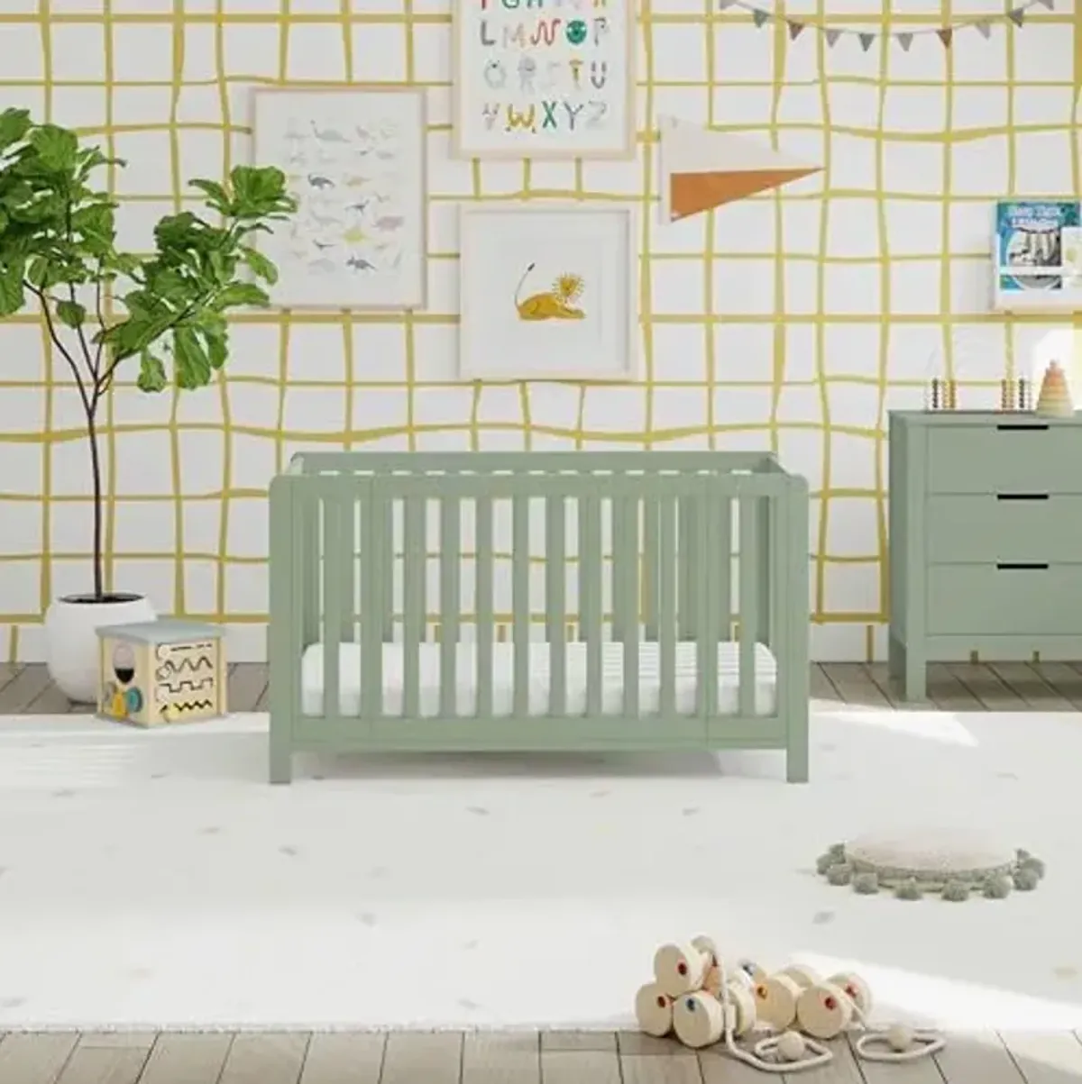 Carter's by DaVinci Colby Grow 6-in-1 Convertible Crib - Portable Bassinet, Full-Size Baby Crib w/Removable Wheels, Toddler Bed, Junior, Full-Size Bed, GREENGUARD Gold Certified, 4 Adjustable Heights