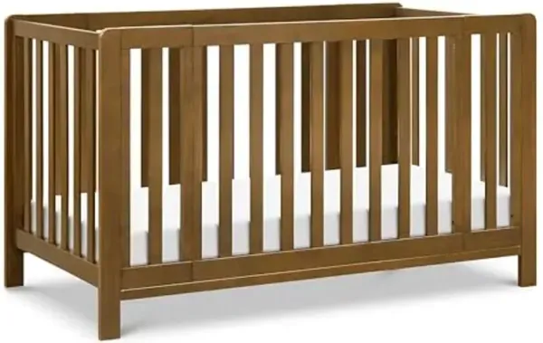 Carter's by Davinci Colby Grow 6-in-1 Convertible Crib - Converts to Portable Bassinet, Full-Size Baby Crib w/Removable Wheels, Toddler Bed, Junior, Full-Size Bed - GREENGUARD Gold Certified - Walnut