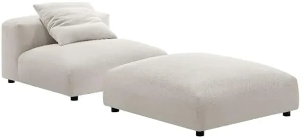 Modway Solace Armless Chair and Ottoman, Salt