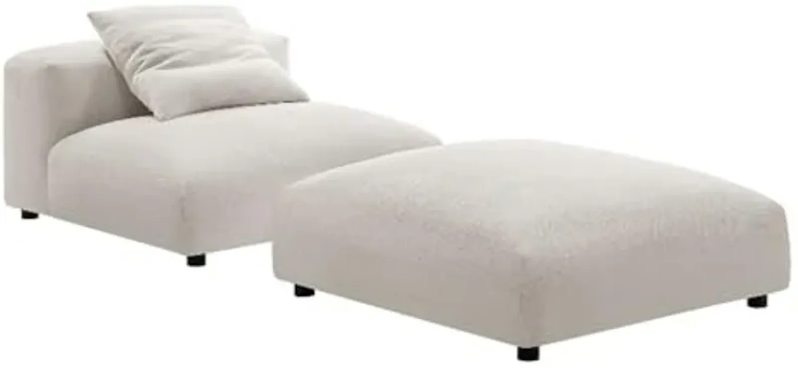 Modway Solace Armless Chair and Ottoman, Salt