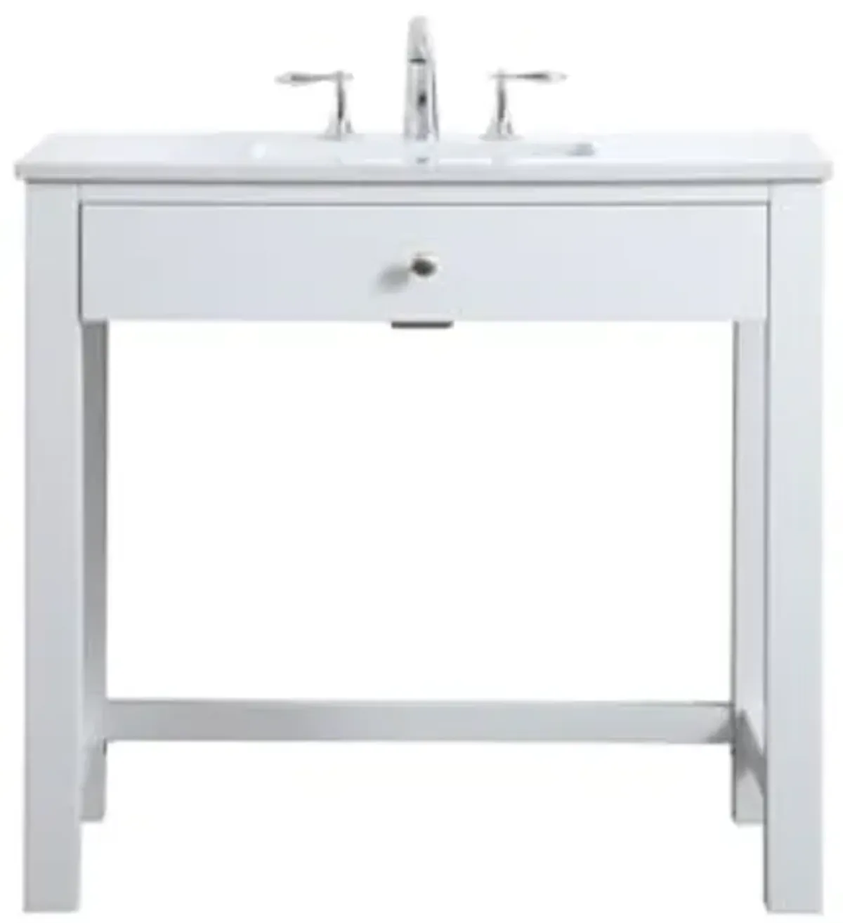 Elegant Lighting VF14836 Hudson 36" Free Standing Single Basin Vanity Set with Cabinet and Marble Vanity Top - White