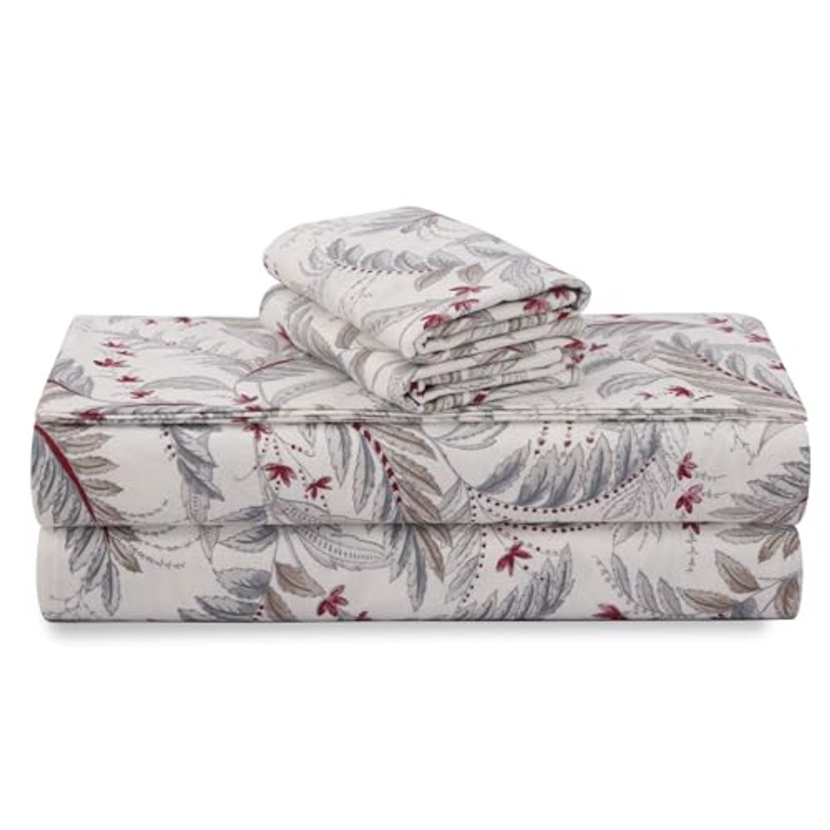 Tribeca Living Cotton Flannel Standard Pillowcases, Ultra-Soft Portuguese Printed Flannel Bedding, Set of 2, Chiara Leaves