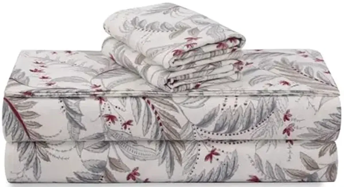 Tribeca Living Cotton Flannel Standard Pillowcases, Ultra-Soft Portuguese Printed Flannel Bedding, Set of 2, Chiara Leaves