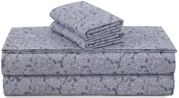 Tribeca Living Cotton Flannel King Pillowcases, Ultra-Soft Portuguese Printed Flannel Bedding, Set of 2, Ludovica Paisley