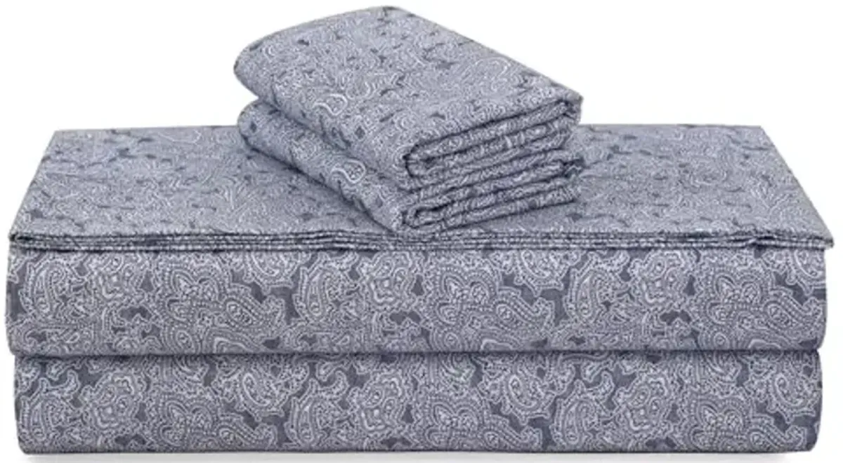 Tribeca Living Cotton Flannel Standard Pillowcases, Ultra-Soft Portuguese Printed Flannel Bedding, Set of 2, Ludovica Paisley