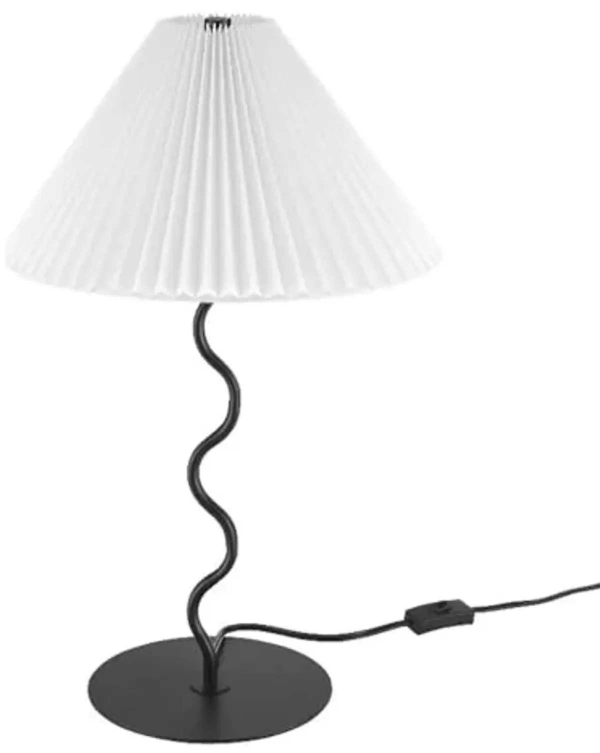 Modway Wave Squiggle Table Lamp in Black - Modern Table Lamp with Pleated Lamp Shade - Aesthetic Accent Lamp - Ambient Lighting for Bedroom, Living Room, and Entry Table