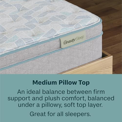 Beauty Sleep DreamRest Medium Pillow Top 14.25" Twin Mattress, Pocketed Coils, Cooling, Breathable, and Pressure Relieving - 100 Night Trial, CertiPUR-US Certified and 10 Year Limited Warranty