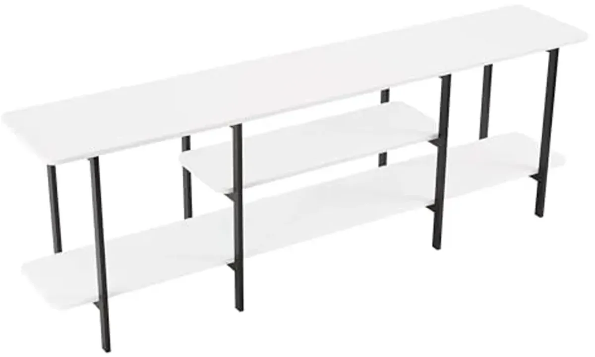 Manhattan Comfort Celine 70" Sideboard with 3 Shelves, TV Stand for Televisions up to 60", Ideal for Living Room, Entryway or Home Office, Modern Console Table for Home Decor Display, White