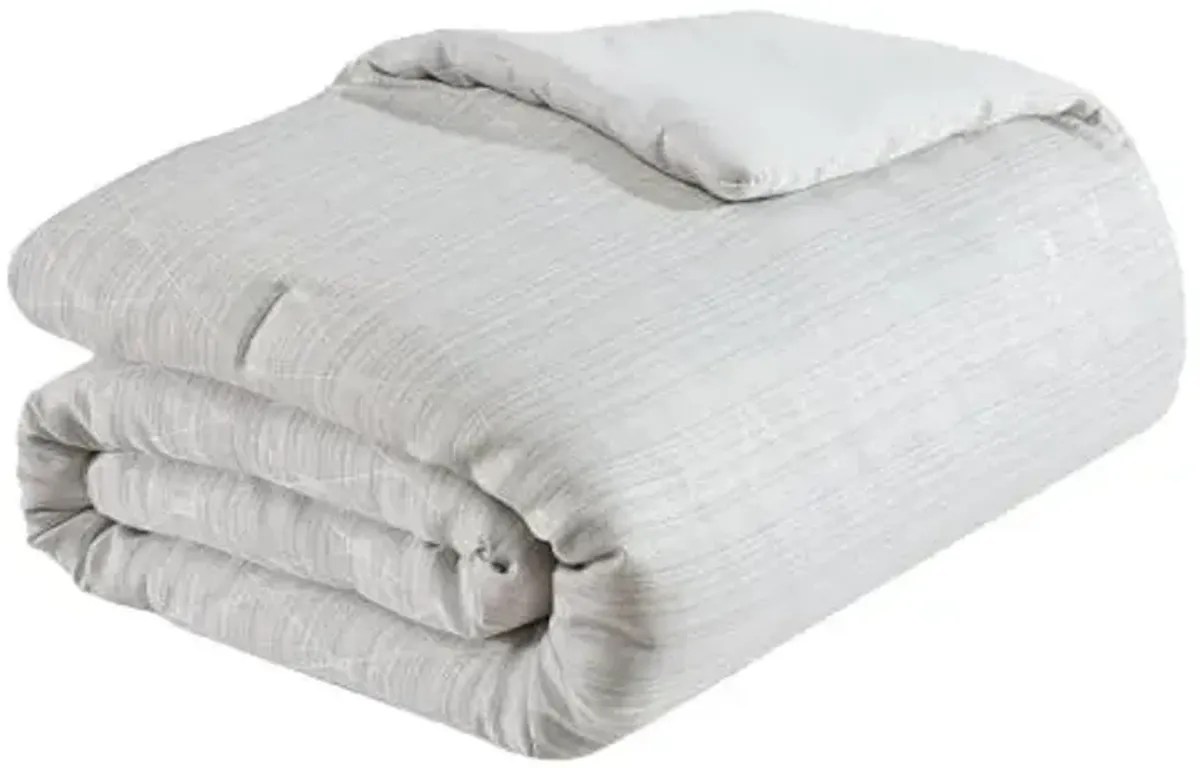 Tahari Home - Comforter Set, Jacquard 5-Piece Bedding with Matching Shams & Decorative Pillows, Ideal for All Seasons (Marguerite Grey, King)