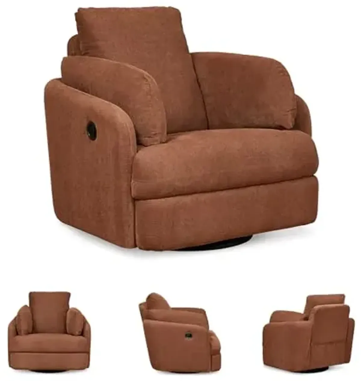 Signature Design by Ashley Modmax Contemporary Press-Back Swivel Glider Rocker Recliner with Machine Washable Cover, Hidden Storage Compartments and 2 Bolster Pillows, Orange