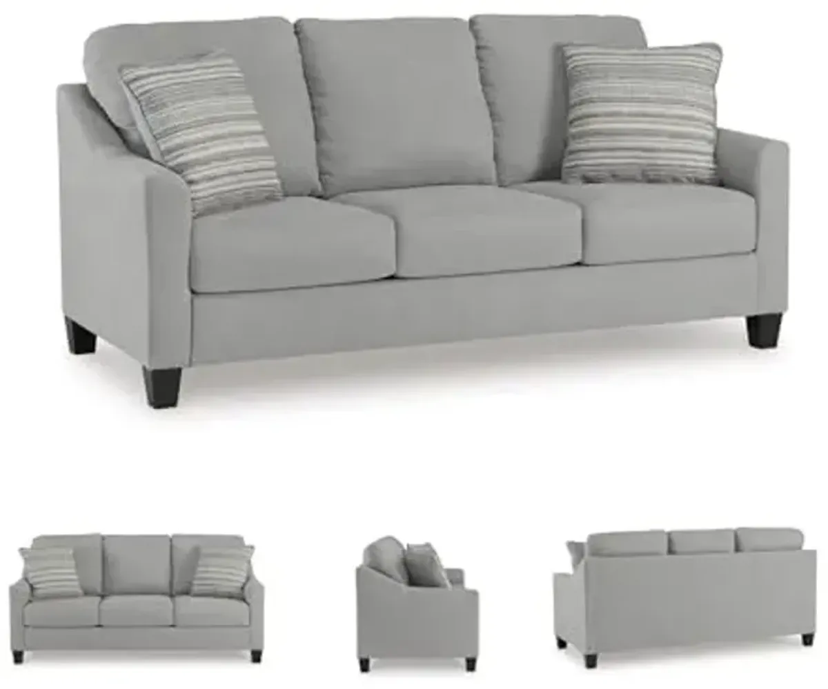 Signature Design by Ashley Adlai Casual 2-in-1 Queen Sofa Sleeper with Folding Memory Foam Mattress and 2 Toss Pillows, Light Gray