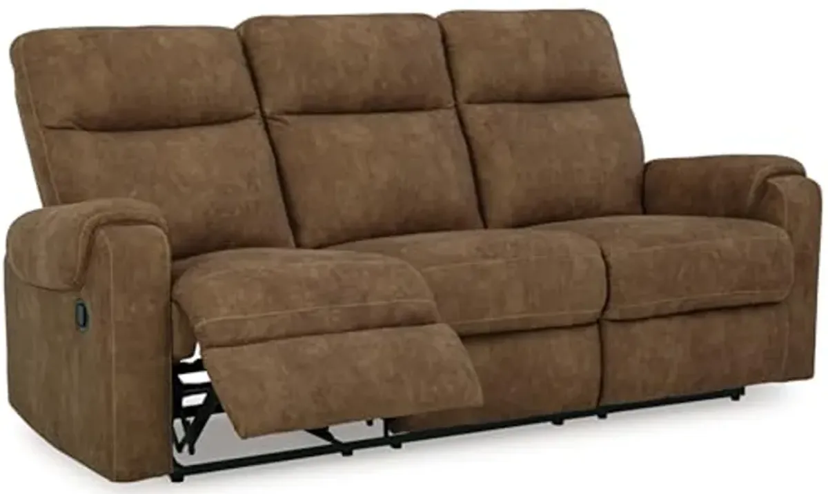 Signature Design by Ashley Edenwold Contemporary Faux Leather Manual Reclining Sofa, Dark Brown