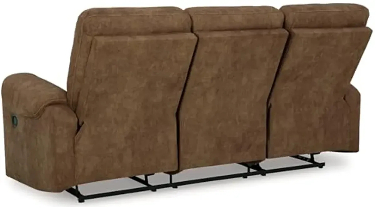 Signature Design by Ashley Edenwold Contemporary Faux Leather Manual Reclining Sofa, Dark Brown