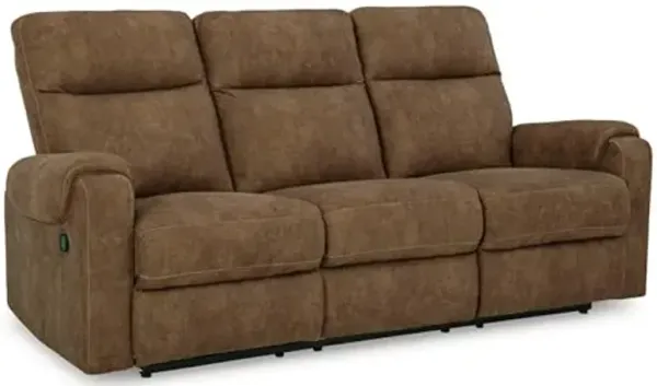 Signature Design by Ashley Edenwold Contemporary Faux Leather Manual Reclining Sofa, Dark Brown