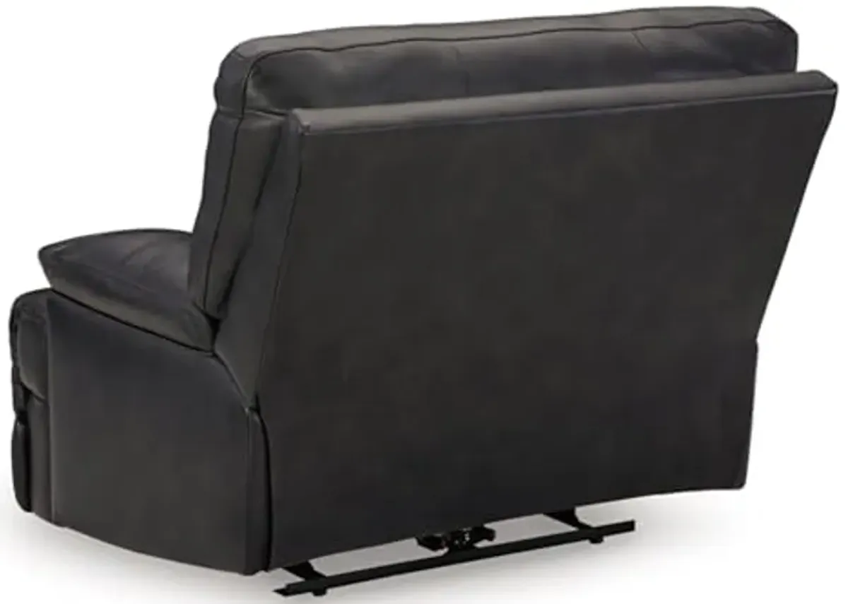 Signature Design by Ashley Mountainous Modern Leather Match Wall Hugger Power Recliner with Adjustable Headrest and USB Ports, Black