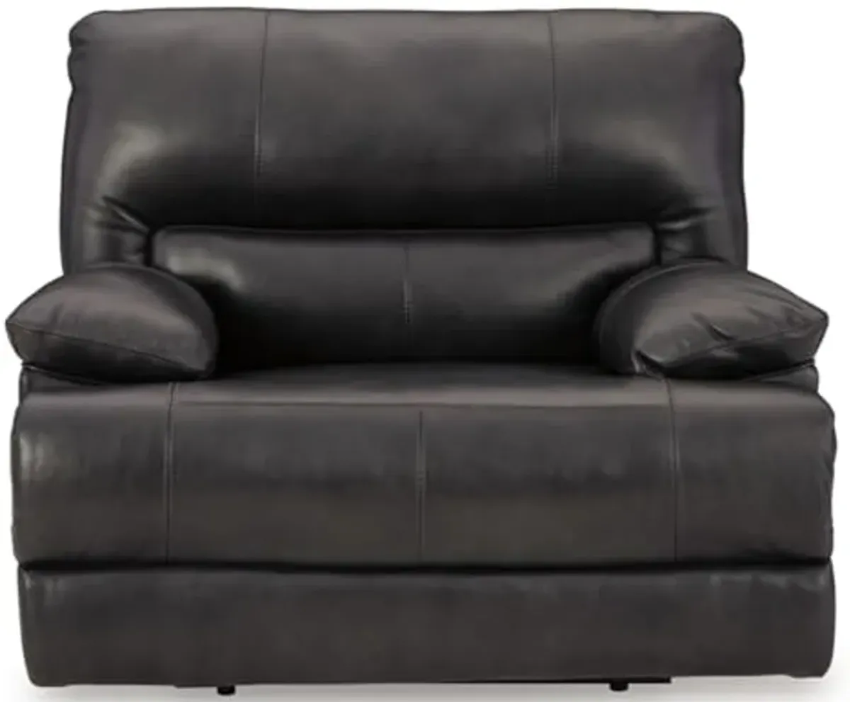 Signature Design by Ashley Mountainous Modern Leather Match Wall Hugger Power Recliner with Adjustable Headrest and USB Ports, Black