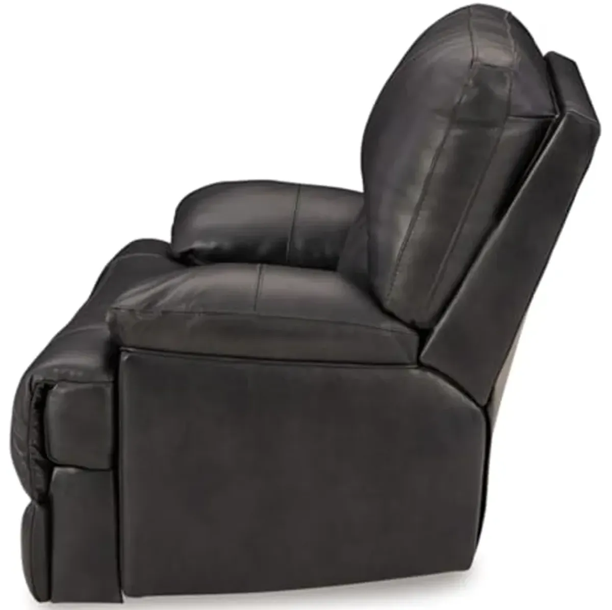 Signature Design by Ashley Mountainous Modern Leather Match Wall Hugger Power Recliner with Adjustable Headrest and USB Ports, Black