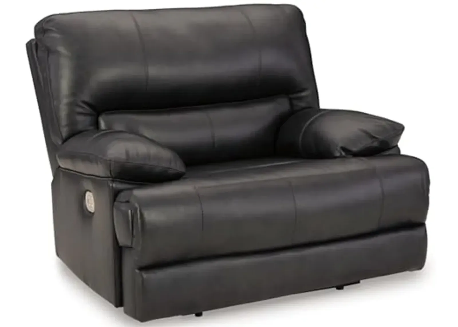 Signature Design by Ashley Mountainous Modern Leather Match Wall Hugger Power Recliner with Adjustable Headrest and USB Ports, Black