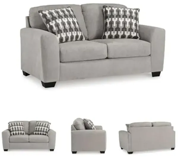 Signature Design by Ashley Avenal Park Casual Loveseat with 2 Toss Pillows, Light Gray