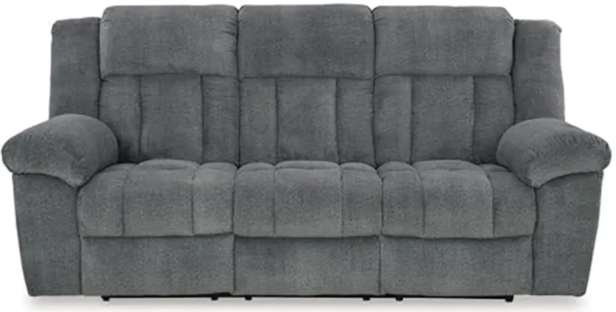 Signature Design by Ashley Tip-Off Modern Wall Hugger Power Reclining Sofa with Adjustable Headrest and USB Ports, Gray