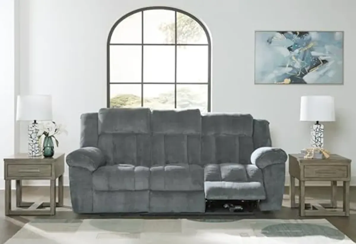 Signature Design by Ashley Tip-Off Modern Wall Hugger Power Reclining Sofa with Adjustable Headrest and USB Ports, Gray