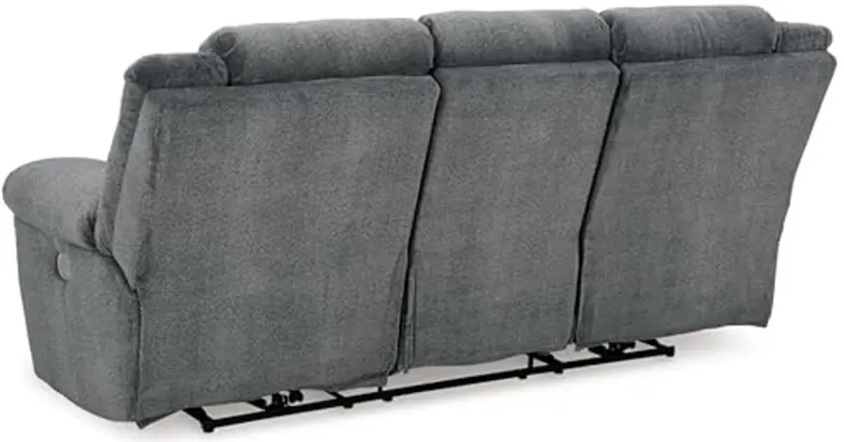 Signature Design by Ashley Tip-Off Modern Wall Hugger Power Reclining Sofa with Adjustable Headrest and USB Ports, Gray