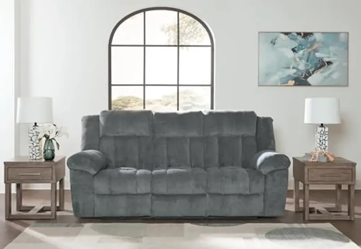 Signature Design by Ashley Tip-Off Modern Wall Hugger Power Reclining Sofa with Adjustable Headrest and USB Ports, Gray