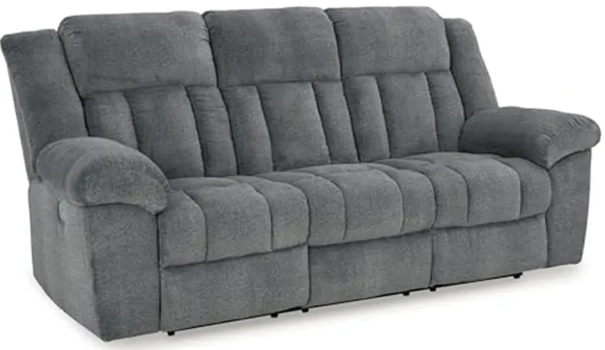 Signature Design by Ashley Tip-Off Modern Wall Hugger Power Reclining Sofa with Adjustable Headrest and USB Ports, Gray