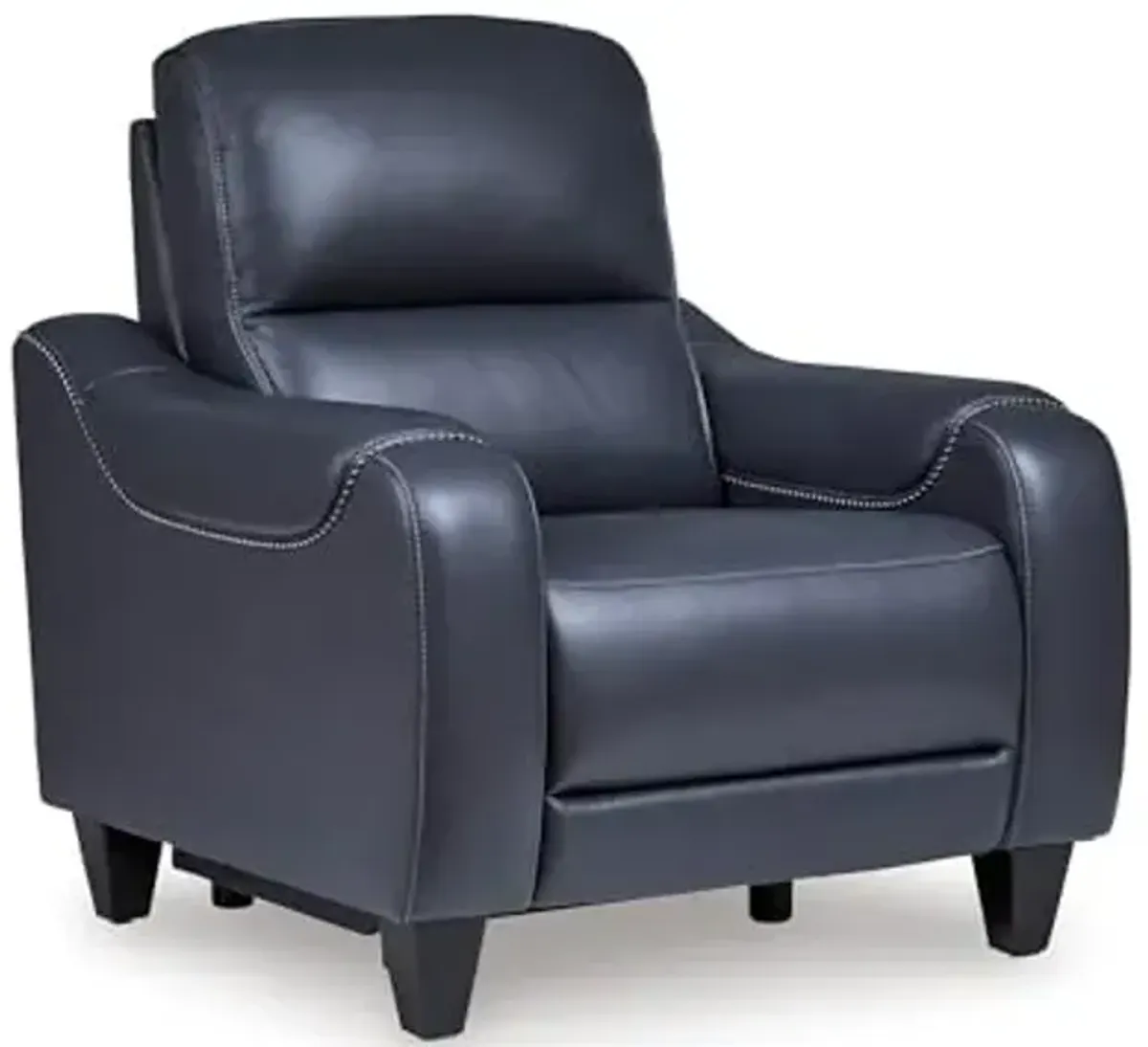 Signature Design by Ashley Mercomatic Contemporary Power Recliner with Adjustable Headrest and USB-C Fast Charging, Leather, 20.63" Seat Height, Blue