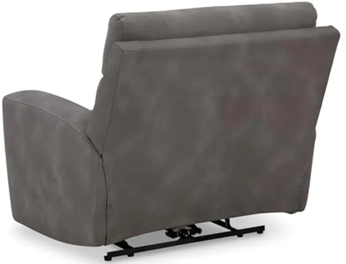 Signature Design by Ashley Next-Gen DuraPella Contemporary Faux Leather Wall Hugger Power Recliner with Adjustable Headrest and USB Ports, Dark Brown