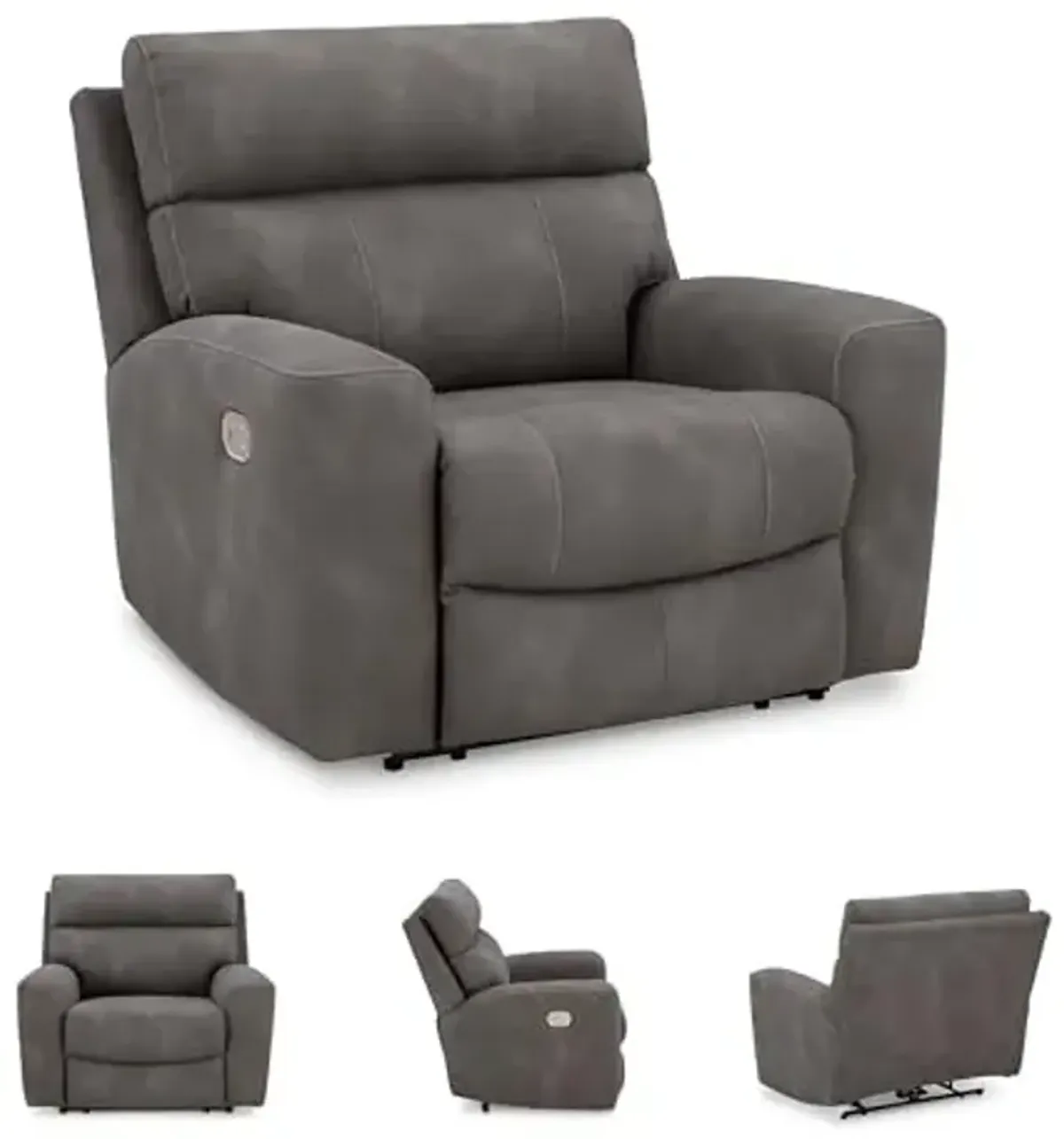Signature Design by Ashley Next-Gen DuraPella Contemporary Faux Leather Wall Hugger Power Recliner with Adjustable Headrest and USB Ports, Dark Brown