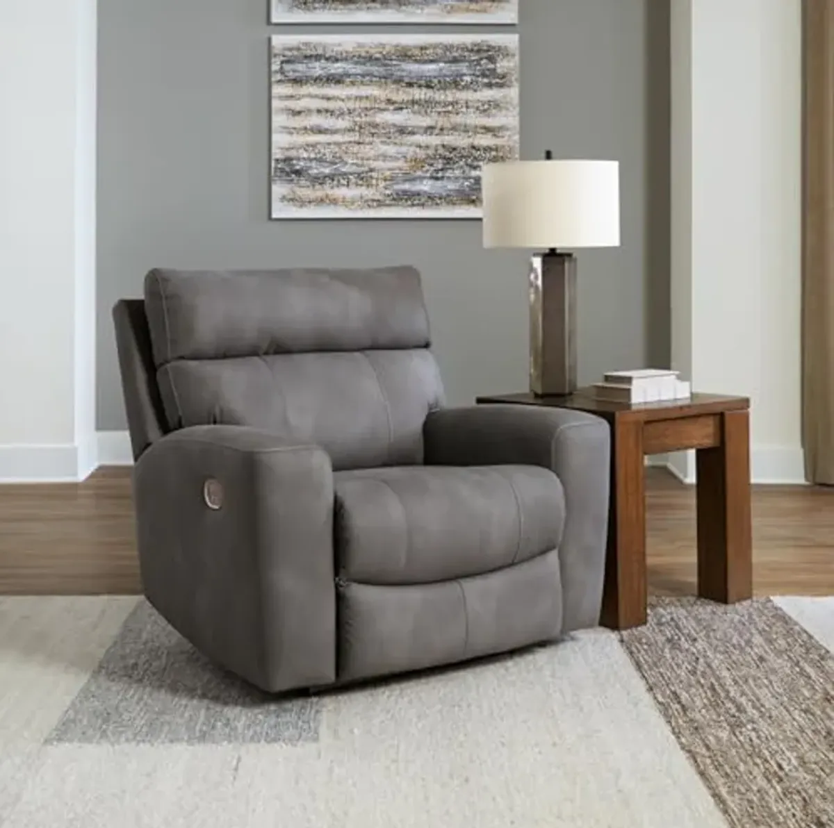 Signature Design by Ashley Next-Gen DuraPella Contemporary Faux Leather Wall Hugger Power Recliner with Adjustable Headrest and USB Ports, Dark Brown