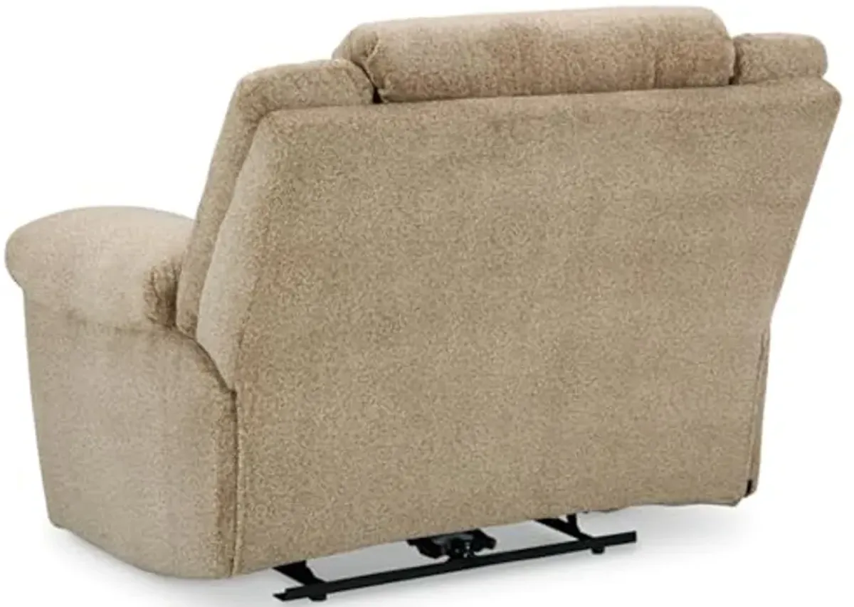 Signature Design by Ashley Tip-Off Classic Wall Hugger Power Recliner with Adjustable Headrest and USB Ports, Light Brown