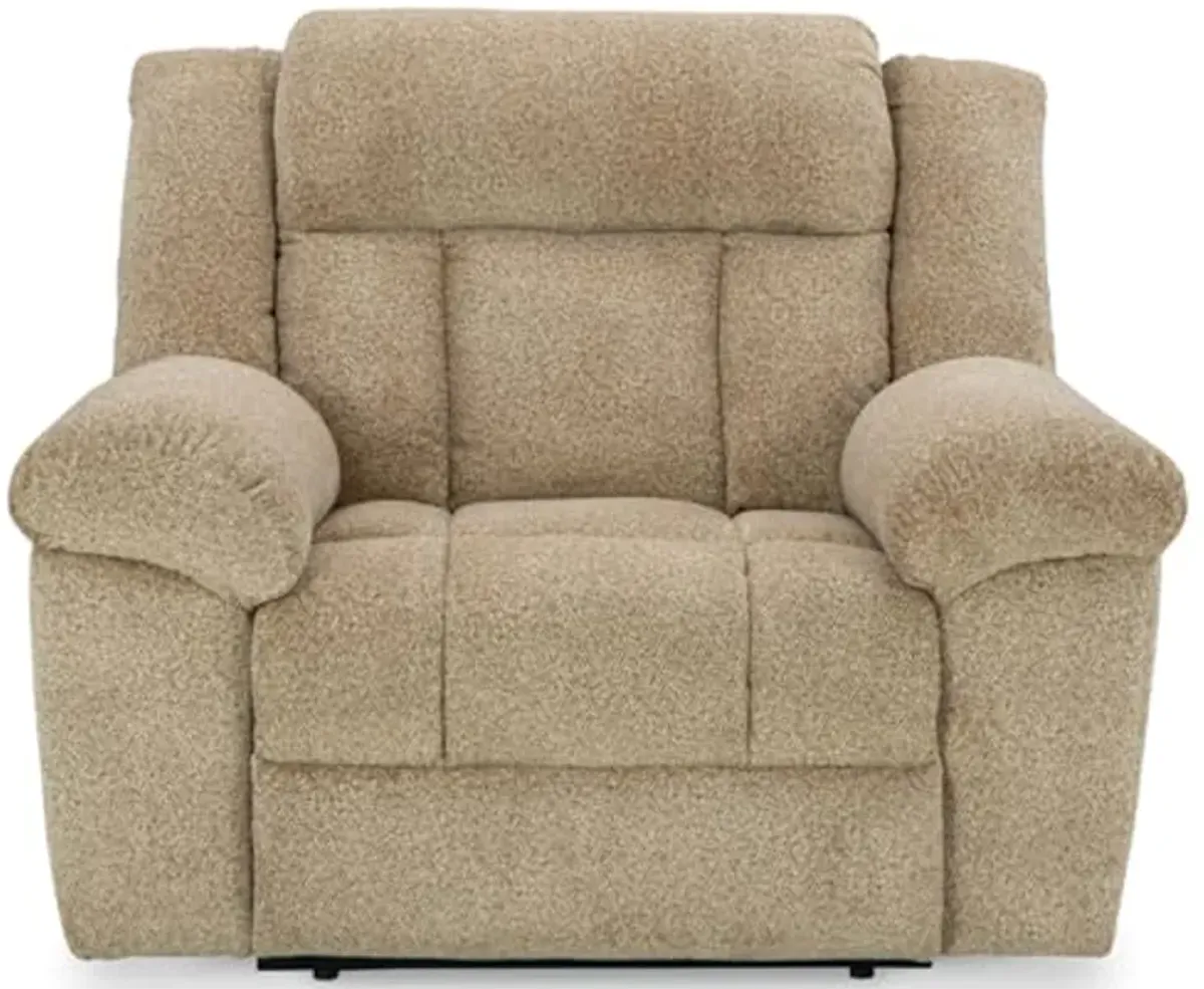 Signature Design by Ashley Tip-Off Classic Wall Hugger Power Recliner with Adjustable Headrest and USB Ports, Light Brown