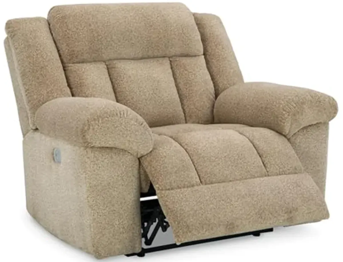 Signature Design by Ashley Tip-Off Classic Wall Hugger Power Recliner with Adjustable Headrest and USB Ports, Light Brown