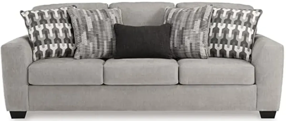 Signature Design by Ashley Avenal Park Casual Sofa with 5 Toss Pillows, Light Gray