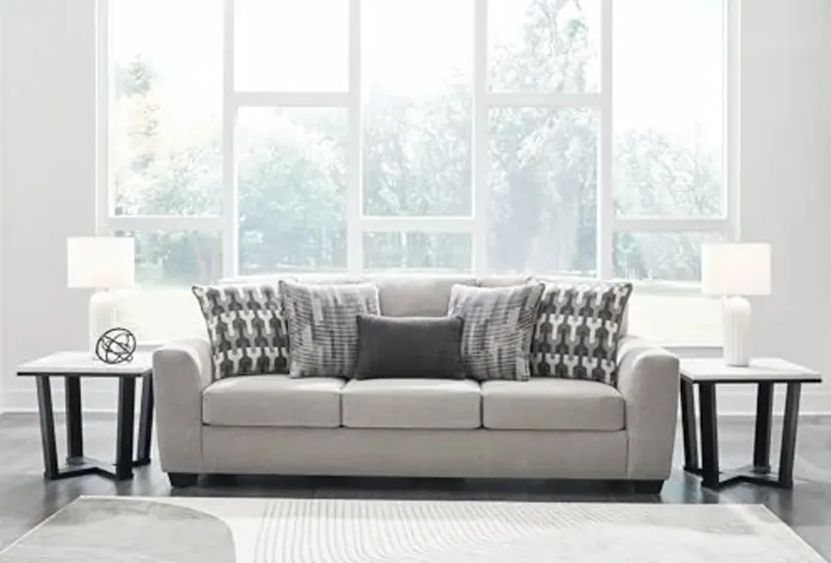 Signature Design by Ashley Avenal Park Casual Sofa with 5 Toss Pillows, Light Gray