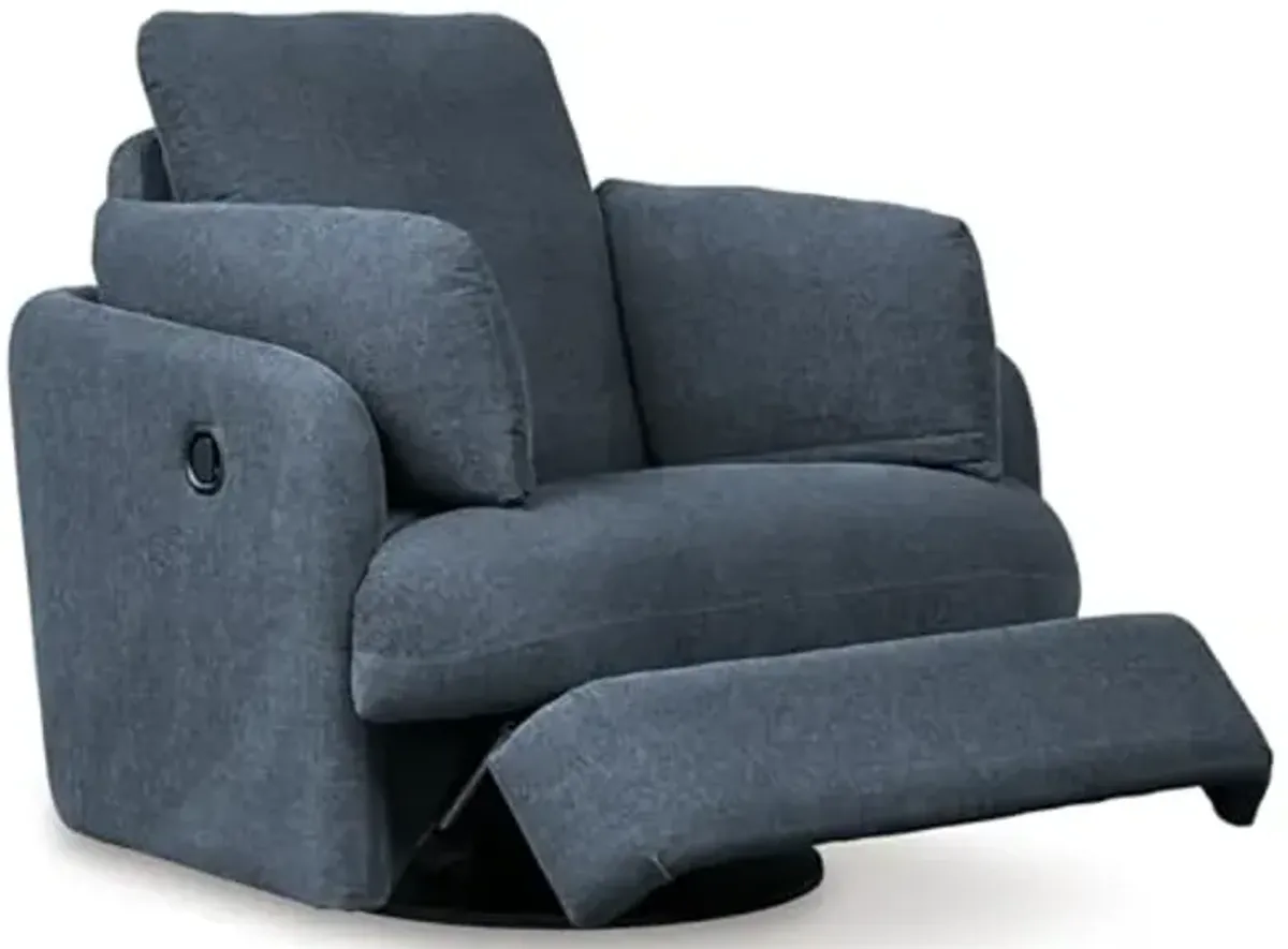 Signature Design by Ashley Modmax Contemporary Swivel Glider Recliner, Press-Back Reclining, Cleanable & Durable Performance Fabric, 21" Seat Height, Navy
