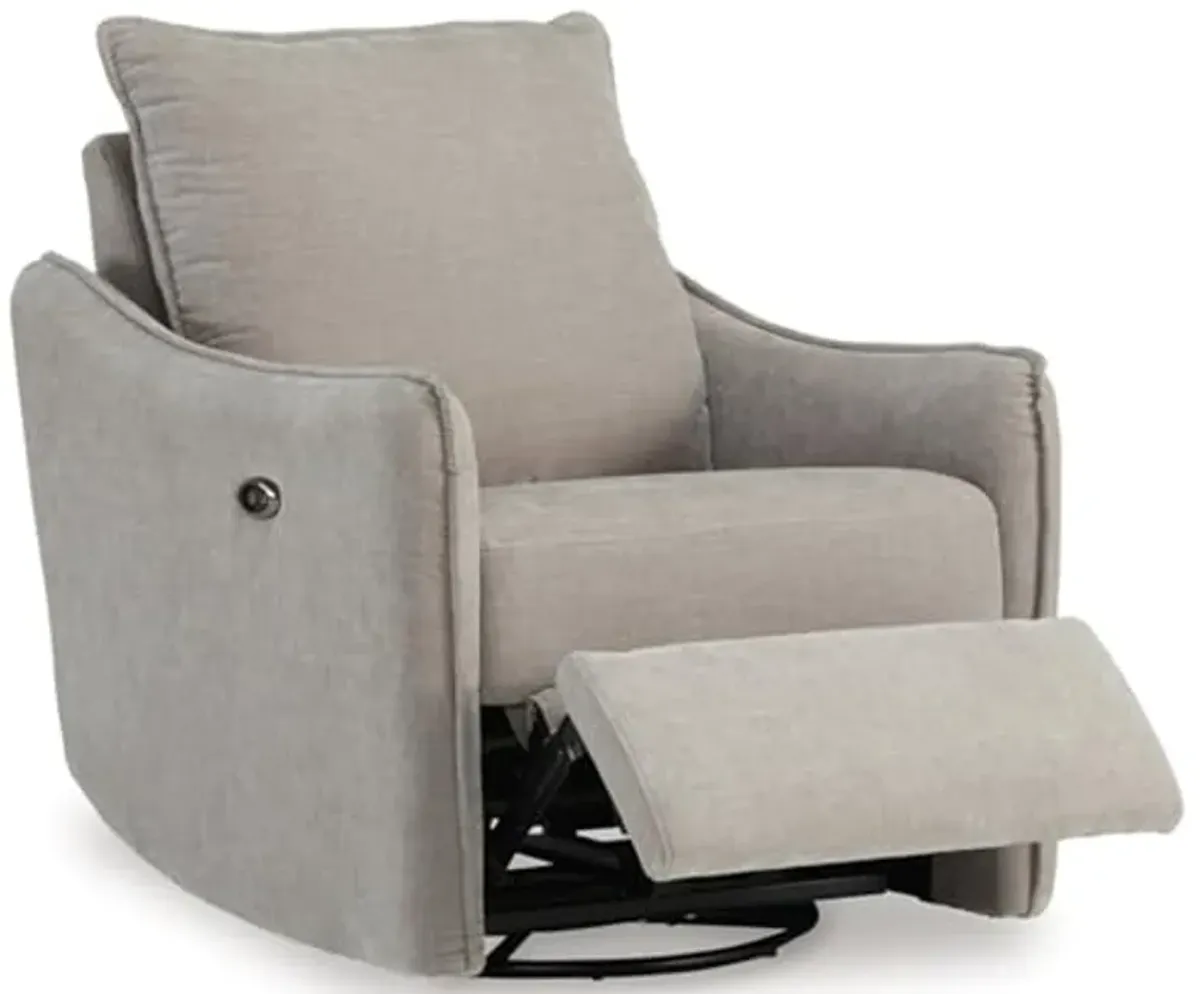 Signature Design by Ashley McBurg Contemporary Swivel Power Recliner with USB Ports, Light Gray