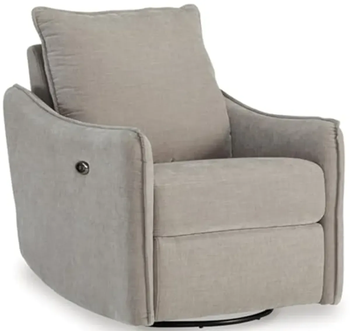 Signature Design by Ashley McBurg Contemporary Swivel Power Recliner with USB Ports, Light Gray