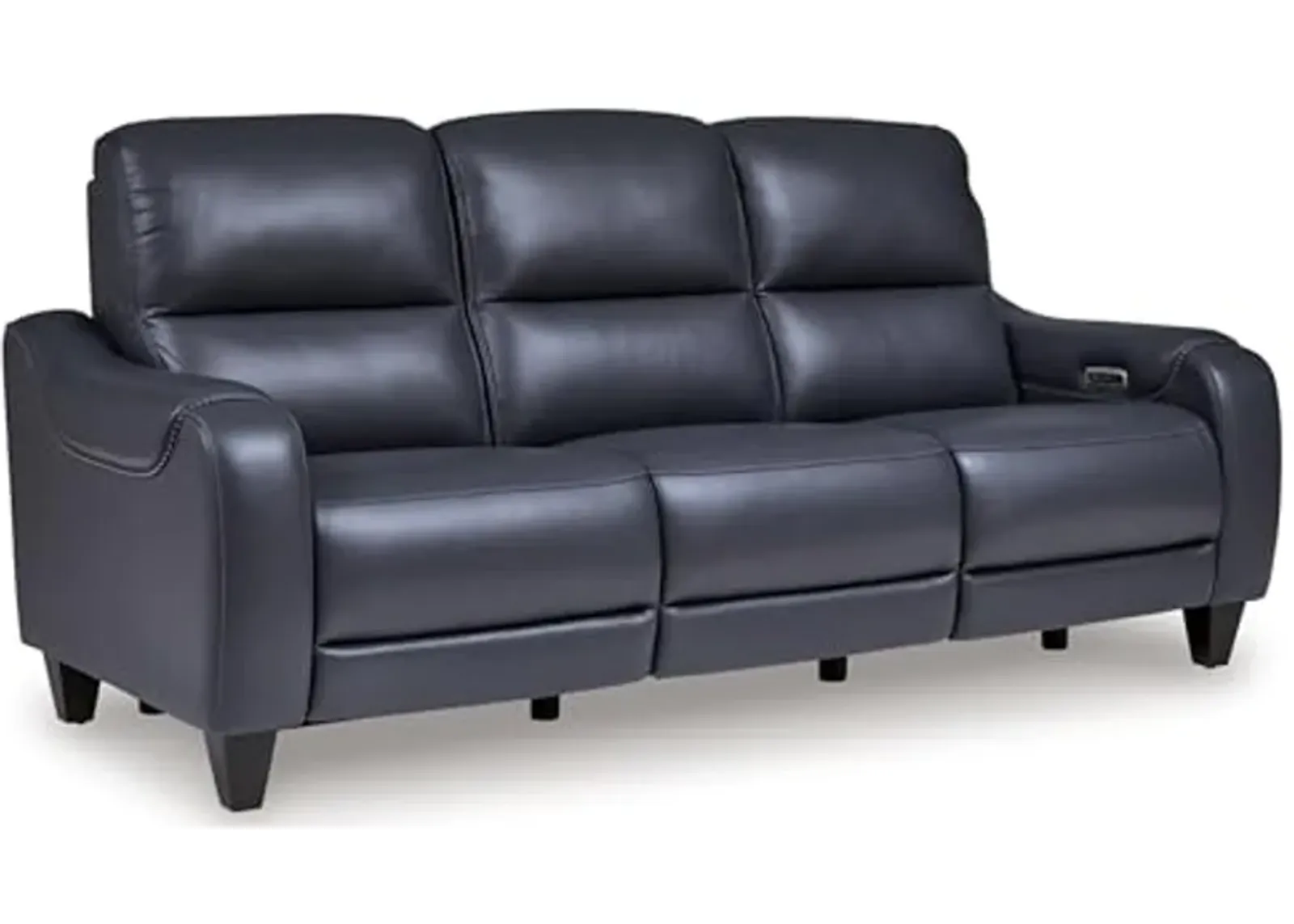 Signature Design by Ashley Mercomatic Contemporary Leather Match Wall Hugger Power Reclining Sofa with Adjustable Headrest and USB Ports, Blue