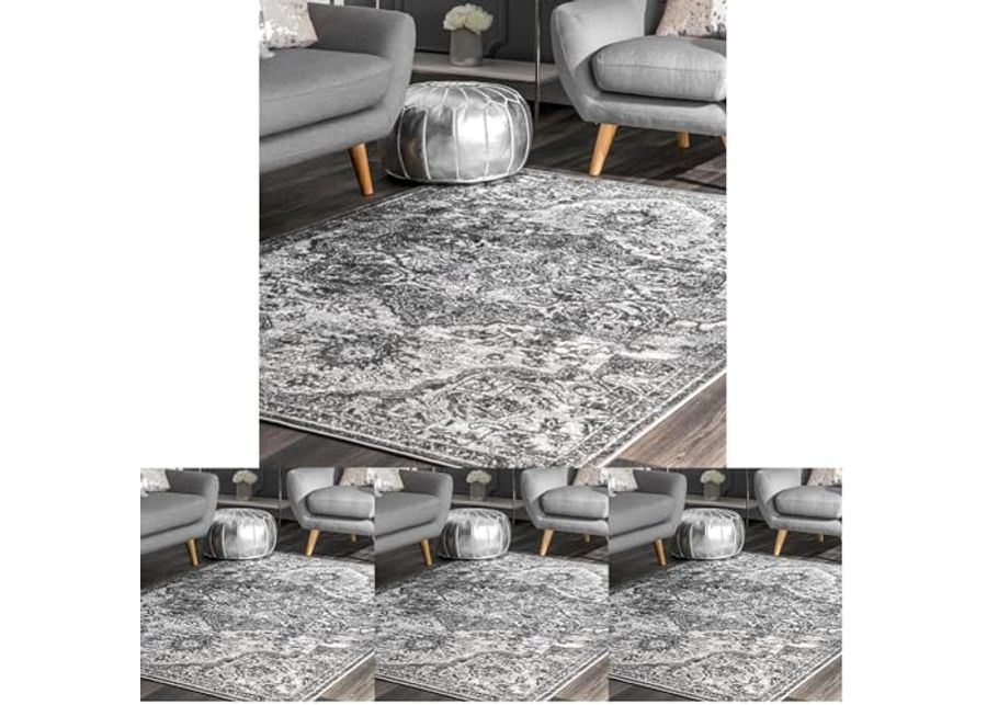 nuLOOM Maryanne Transitional Medallion Area Rug, 4x6, Grey (Pack of 4)