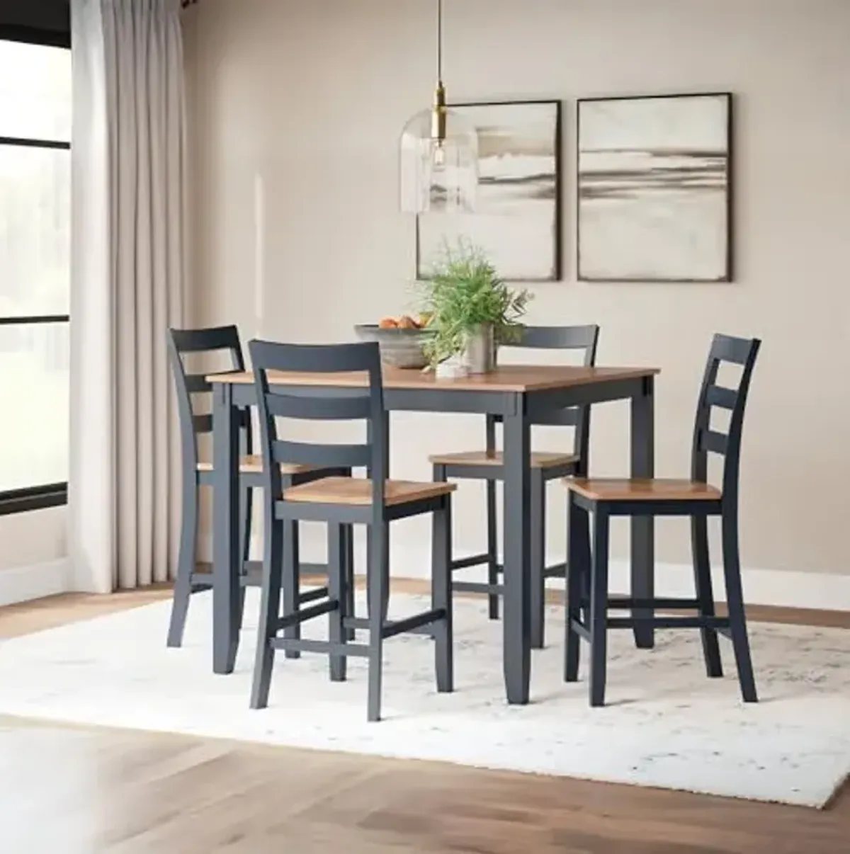 Ashley Furniture Gesthaven Blue Counter Height Dining Table Set - Set of 5