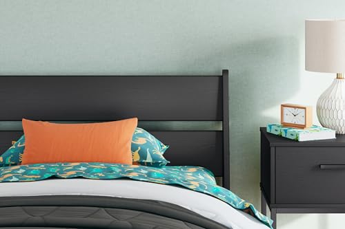 Signature Design by Ashley Socalle Modern Panel Headboard, Twin, Black