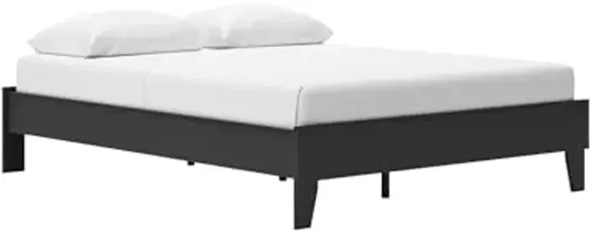 Signature Design by Ashley Socalle Casual Queen Platform Bed with Metal Slats, No Box Spring Needed, Black